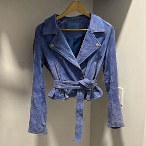 Blank NYC Blue Suede Moto Jacket